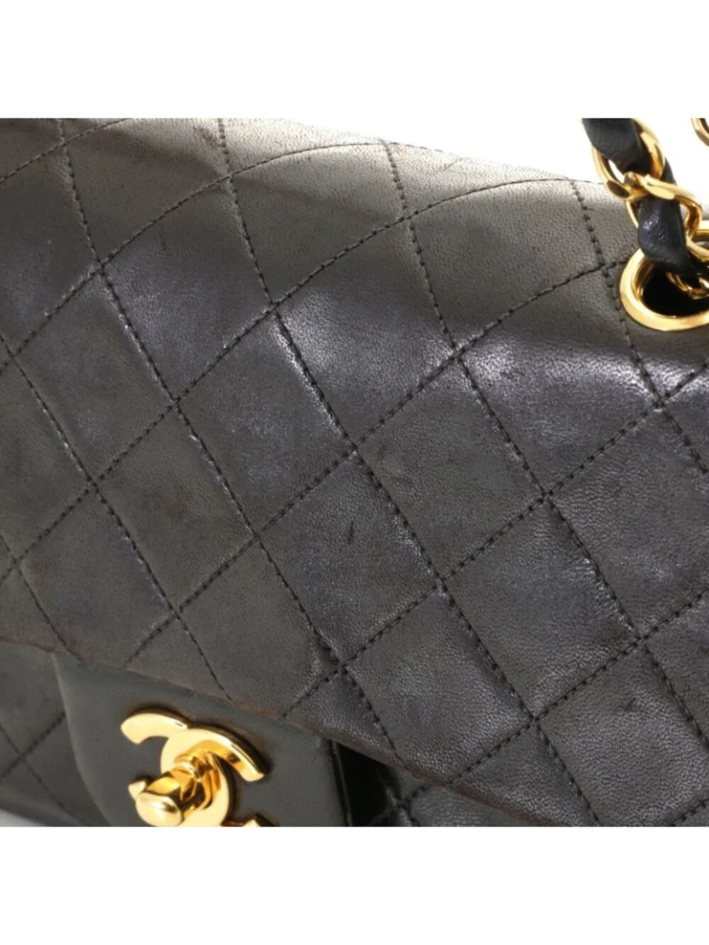 Chanel Quilted Double Flap Bag 23 Black Lambskin